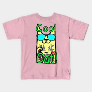 Cool Cat Graffiti Tattoo kitty Kids T-Shirt